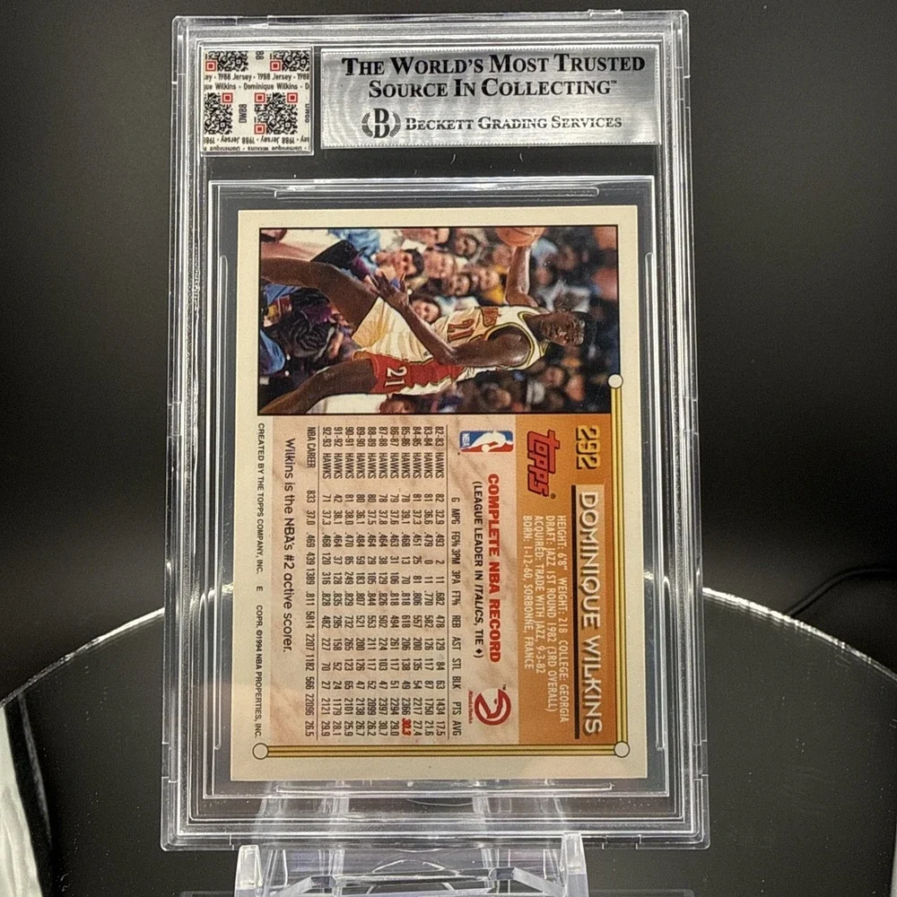 1993/94 Topps Gold #292 Dominique Wilkins Beckett Authentic Signed &‎ Patch